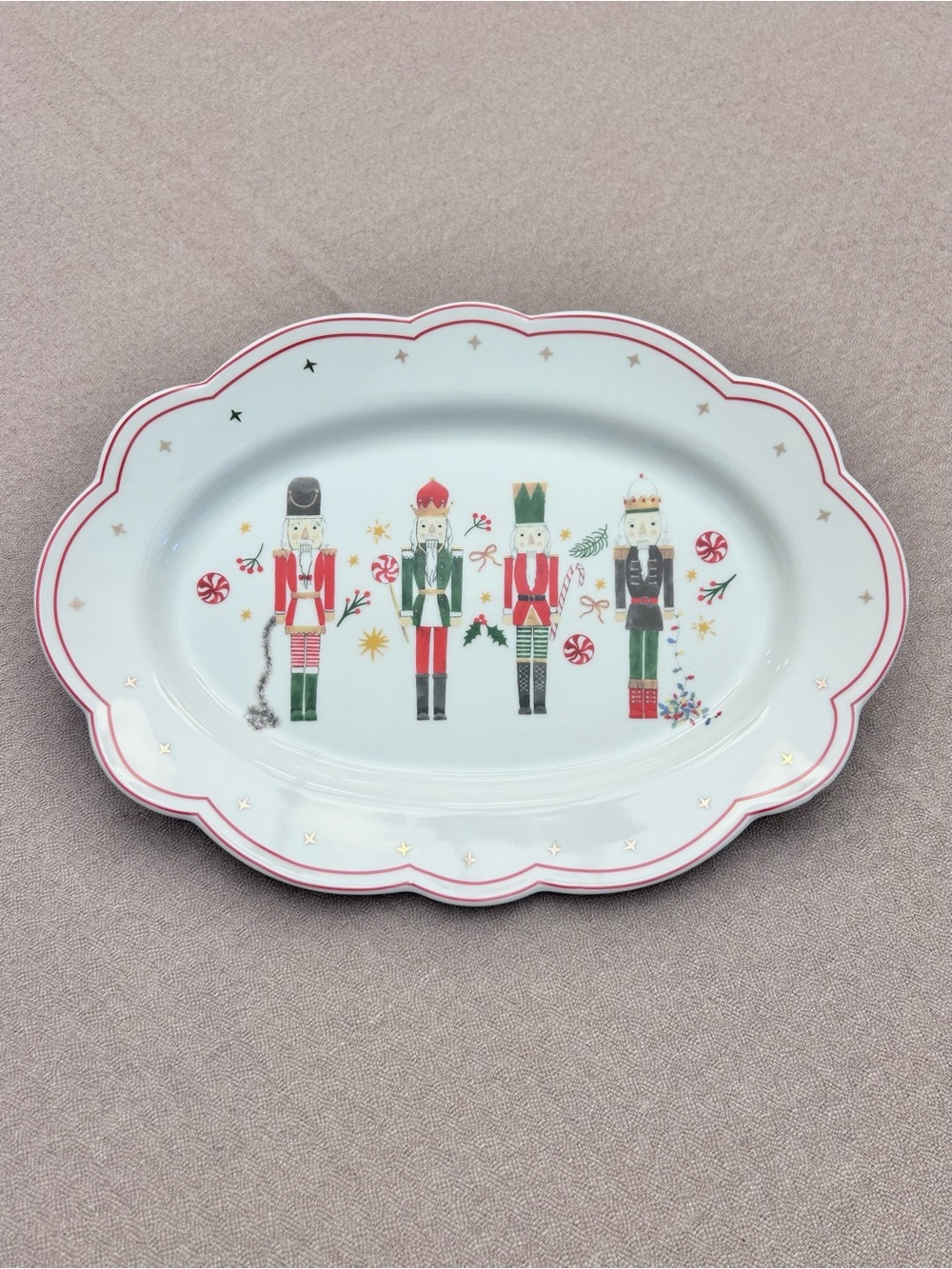 Grace Teaware Scalloped Holiday Royal Nutcrackers Serving Platter Porcelain New